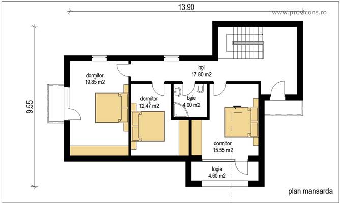 Plan-mansarda-proiect-casa-mica-timisoara-ethel