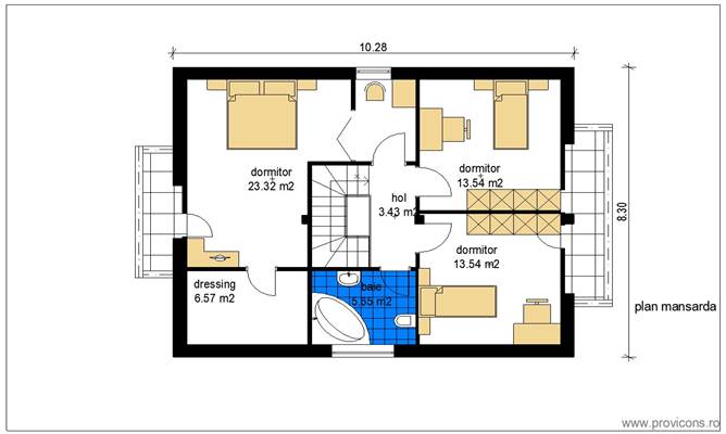 Plan-mansarda-proiect-casa-cu-mansarda-cu-3-dormitoare-elian