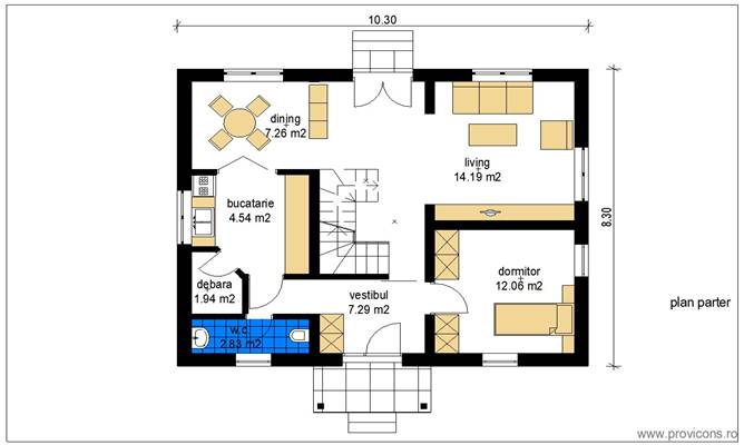 Plan-parter-proiect-casa-cu-mansarda-cu-3-dormitoare-elian